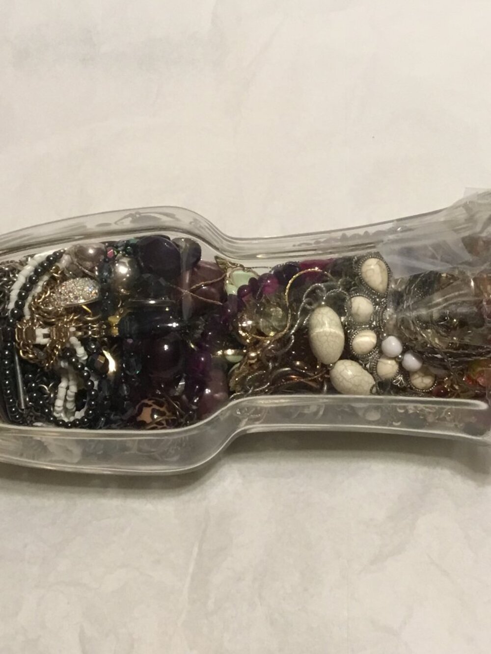 Tall, heavy glass vase filled with lots of good jewelry - Picture 8 of 11